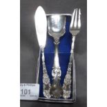 Hall Marked Silver Gem Spoon and Silver Cake Spoon and Fork