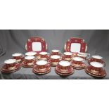 Royal Crown Derby 40 Piece Red and Gilt Tea Set