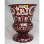 Large Ruby Flashed Bulbous Vase 27cm tall