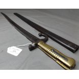 1868 Pattern French Brass Hilt Bayonet with Scabbard