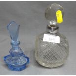 Blue Glass Scent Bottle with Silver Plated Mount