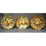 Three Coalport "Fallen Fruit" 9" Plates