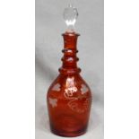 Ruby Flashed Bohemian Small Decanter