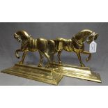 Pair of Brass Horse Fireplace Ornaments 29cm wide