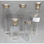 Six Silver Topped Dressing Case Jars