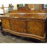 Matching Burr Walnut Two Door and Two Drawer Sideboard with Raised Back, 6' long