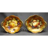 Pair of 25cm Coalport "Fallen Fruit" Two Handled Serving Plates