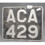 Old Car Registration Plaque Number ACA429