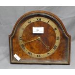 Good Quality Burr Walnut Gilt and Brass Mounted 1930's Mantle Clock with Key, "Finnigans French