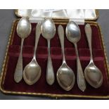 Set of Six Silver Coffee Spoons in Case