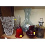 Seven Pieces of Glass Ware including Ruby Glass, and Paperweight etc