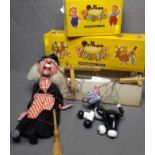 Pelham Standard Puppet "The Witch" and a Pelham Puppet "The Cat" in original boxes