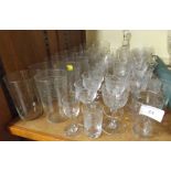 Collection of Edwardian Engraved Glass Tumblers and Similar Wine Glasses etc