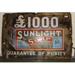 Original Early 20th CenturyEnamel Sunlight Soap Advert Guaranteeing a £1000 reward for proving their