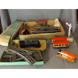 Tin Plate Clockwork Railway together with a Quantity of Electric Points and Rails