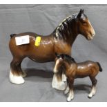 Beswick Figure of Shire Horse together with a Pony