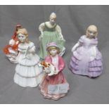 Five Royal Doulton Figures of Ladies From 4.5" to 6" high