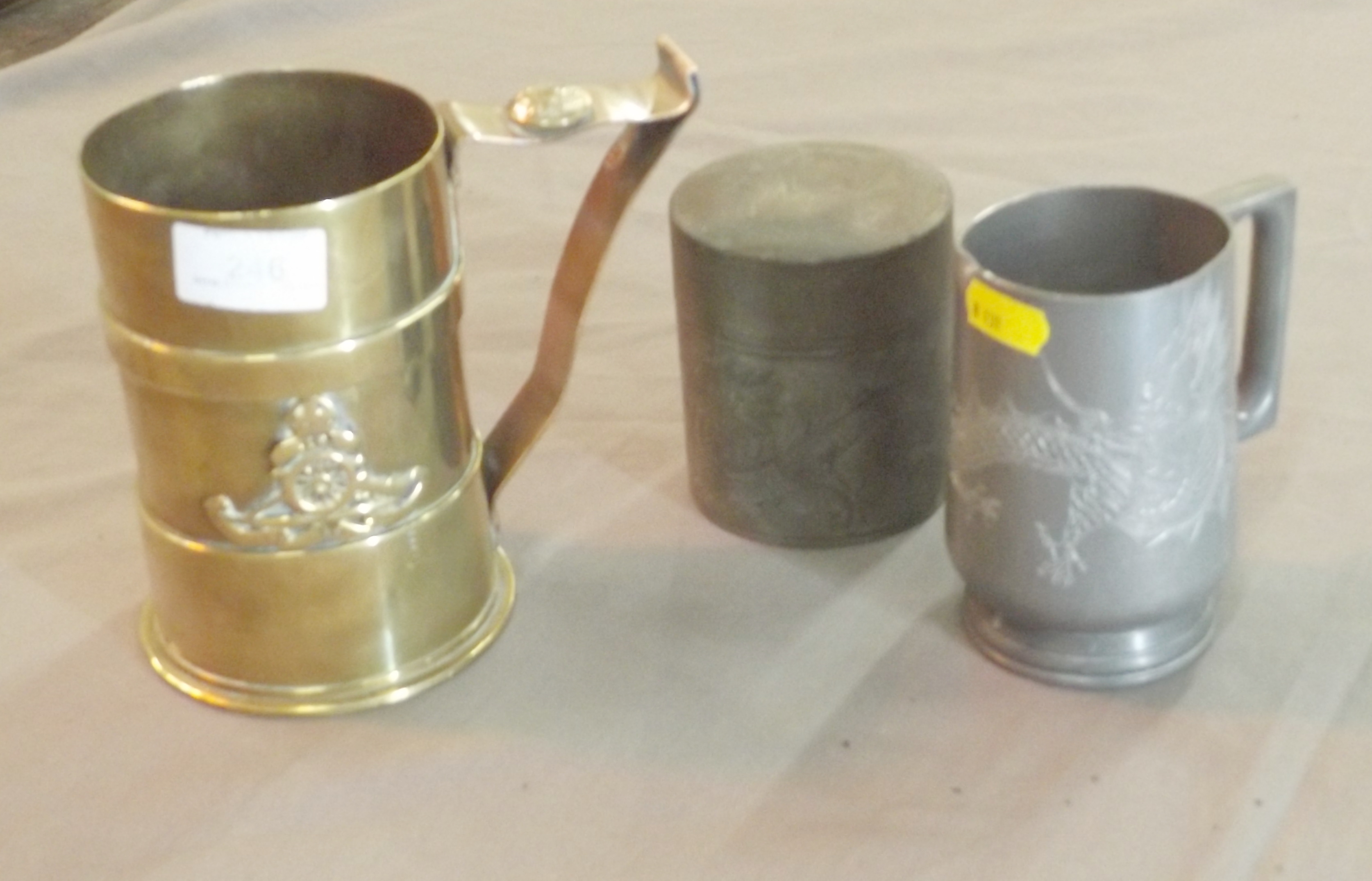 Heavy Brass Tankard made from a Second World War Cannon Shell with Royal Artillery Emblem together