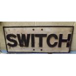 Large Railway Cast Iron Sign "Switch" Points Signal Sign 33" long