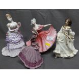 Four Porcelain Lady Figures, Doulton Figure "Free Spirit" and "Elaine", Royal Worcester figure "