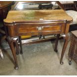 Georgian Walnut Fold Over Card Table with Drawer and Coin Wells