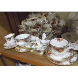 Royal Albert Old Country Rose Tea Set, comprising eight Cups & Saucers and Tea plates, cruet,