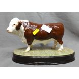 Beswick Figure of Hereford Bull 8.5" long with stand