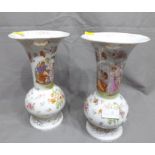 Pair of Continental Porcelain Vases with Printed Classical Panels 9.5" high