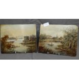 Two 19th Century Paintings on Slate, River Landscapes unsigned