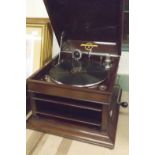 Columbia Wind Up Gramophone in Mahogany Case with Large Quantity of 78 Records