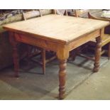 Victorian Stripped Pine Draw Leaf Dining Table 75" x 72" extended