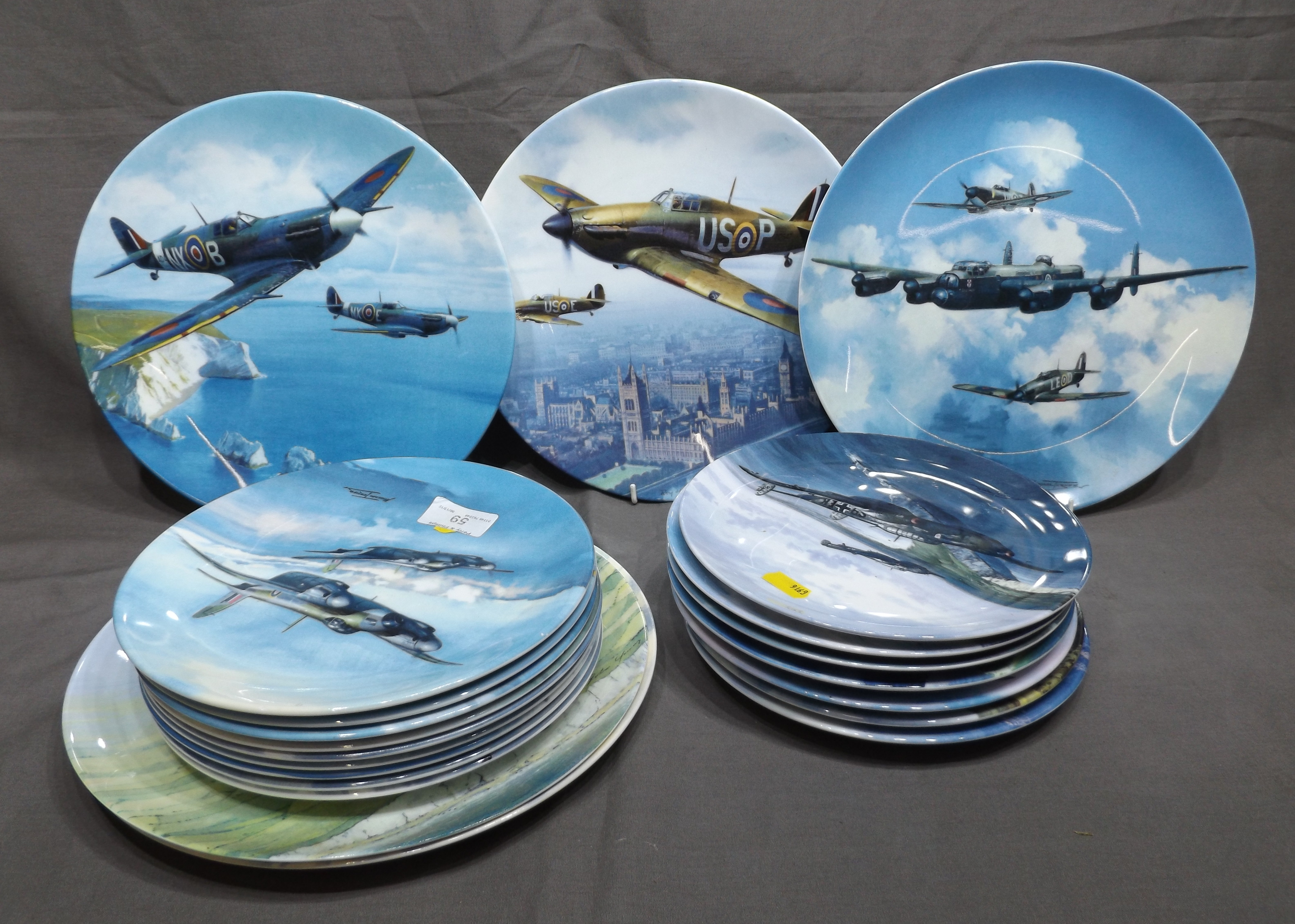 Twenty One Coalport Second World War II Aeroplane Plates all signed, sixteen 8.5" and five 10"