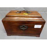 18th Century Mahogany Tea Caddy with Two Original Tea Canisters