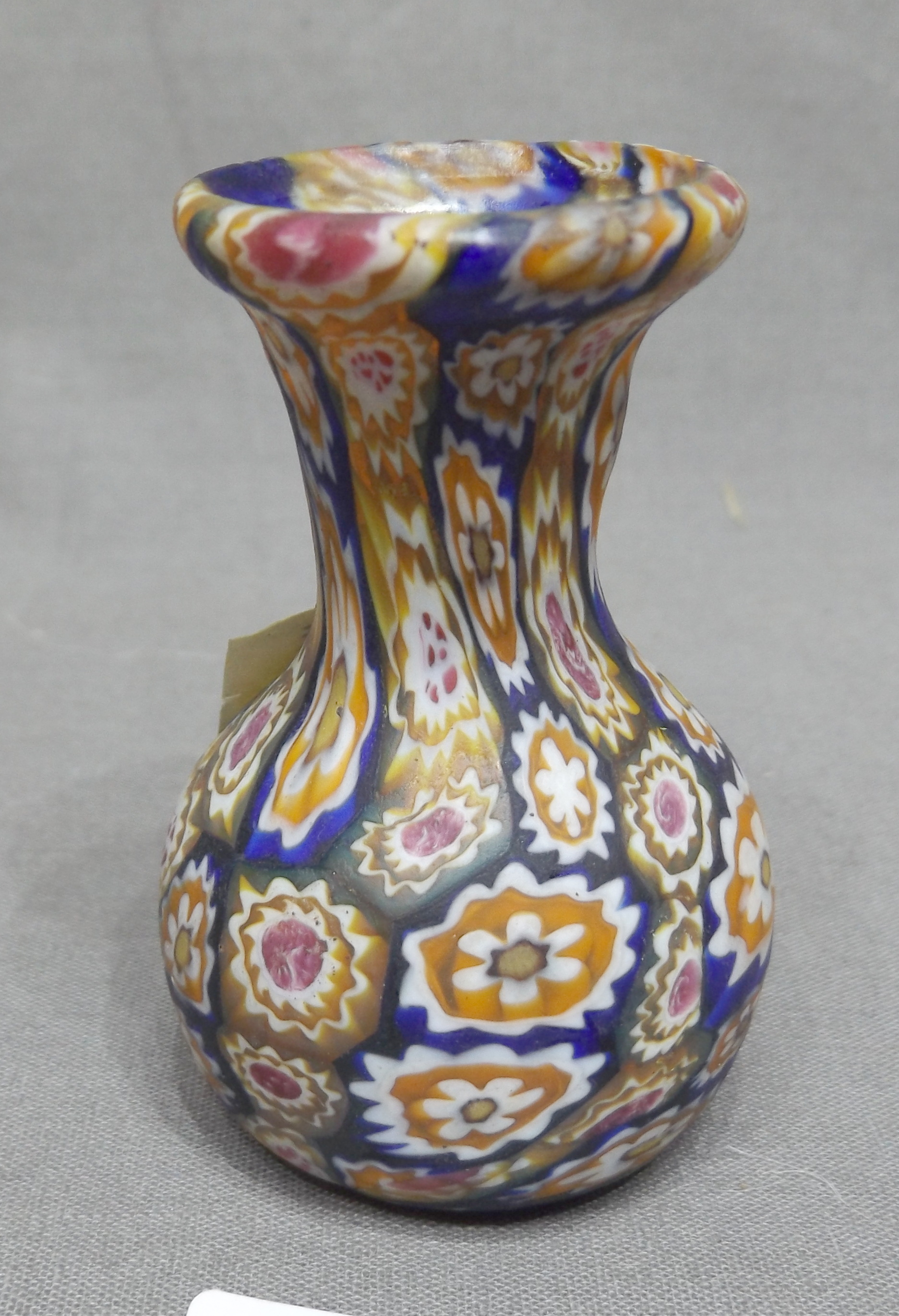 Multi Cane Miniature Glass Vase 2.5" high