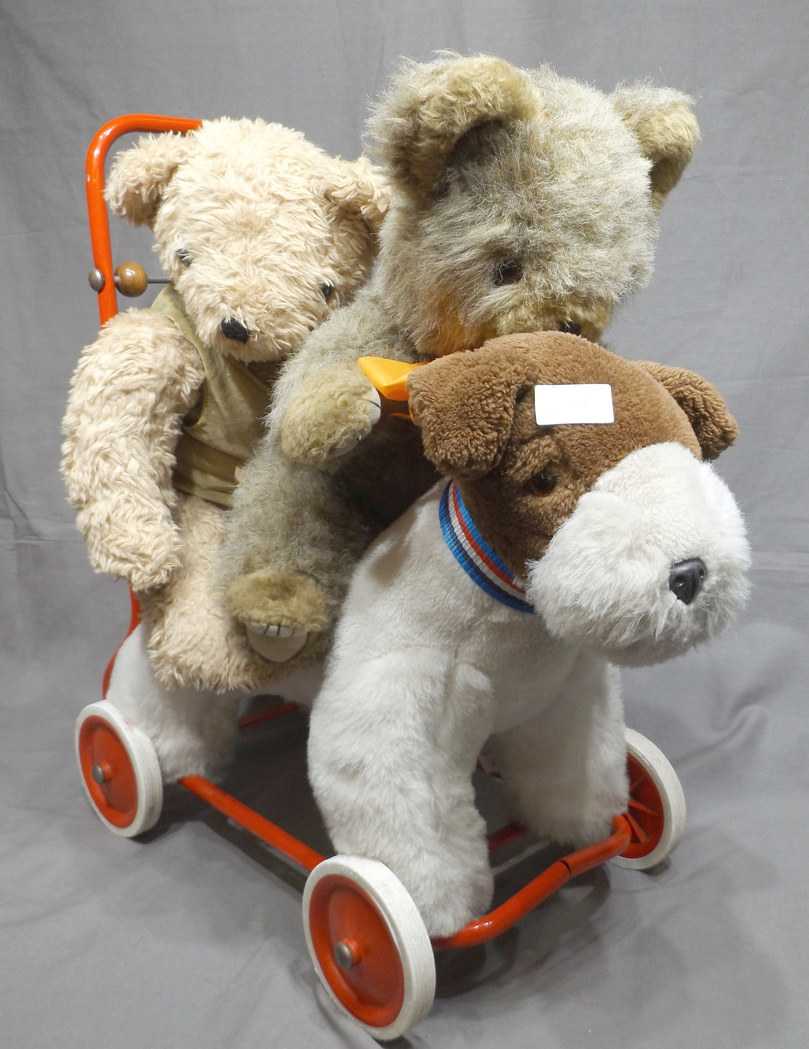 Deans Push Along Dog on Wheels with Two Teddy Bears