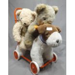 Deans Push Along Dog on Wheels with Two Teddy Bears