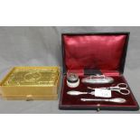 Hall Marked Silver Dressing Table Set and a Christmas 1914 Queen Mary Tin in very good condition