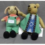 Two Okidoki Original Hand Made Woollen Dolls with original price tickets and in very good condition