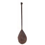 Polynesian Austral Islands paddle, with finely chip carved blade, shaft, the pommel carved with