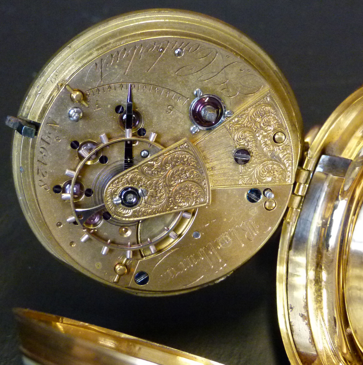 18ct gold open faced pocket watch, case London 1859, white enamel Roman dial, subsidiary seconds, - Image 8 of 11
