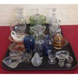 Collection of 19th century and later glass ware including three decanters amber coloured and cut