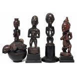 Yombe female figure, also two Luba / Hemba figures calabash figure and one other figure, the tallest