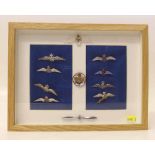 Framed collection of enamel RAF Sweetheart badges. Condition report: see terms and conditions