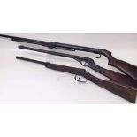 Three vintage air rifles on by Diana, another by Markham King No.1, the third of BSA/Lincoln