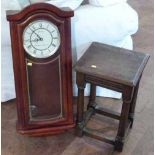 Modern wall clock and small stool. Condition report: see terms and conditions