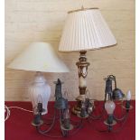 Two centre lamps and two table lamps Condition report: see terms and conditions