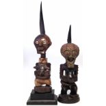 Two Songye Nkisi Power figures or Fetishes, the tallest measures 54cm high including the base. All
