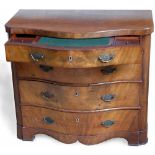 Continental mahogany serpentine secretaire chest of four drawers, late 19th century, width 95cm.