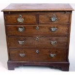 Mahogany chest of two short and three long drawers with a brushing slide, on bracket feet, width