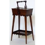 Edwrdian rosewood small display table, the glazed top of two doors on square section legs and